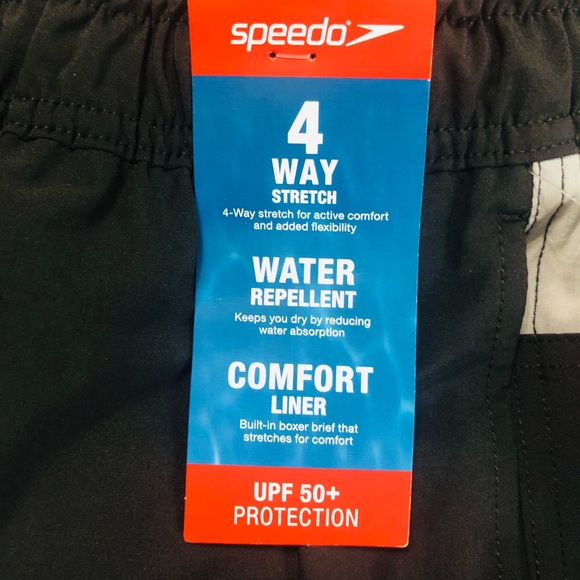 NWT Speedo Mens Swim Trunks Black/Gray Size M - Picture 8 of 8